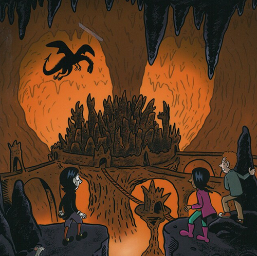 Grotte med drage og barn